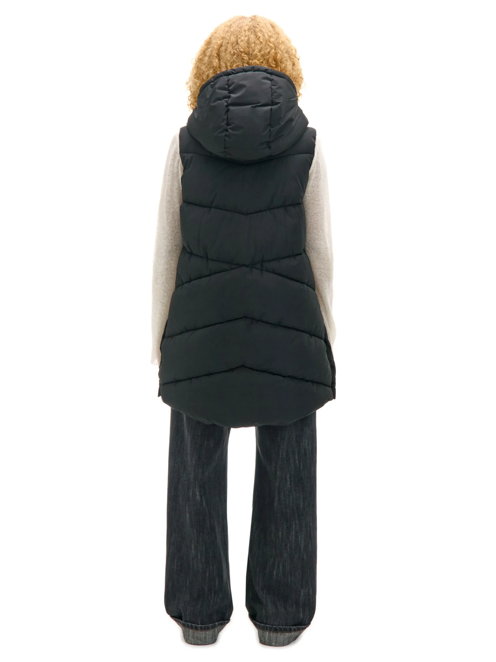 Discount Cropp Czarna kamizelka puffer z kapturem czarny