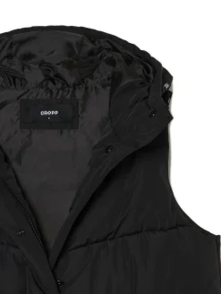 Discount Cropp Czarna kamizelka puffer z kapturem czarny