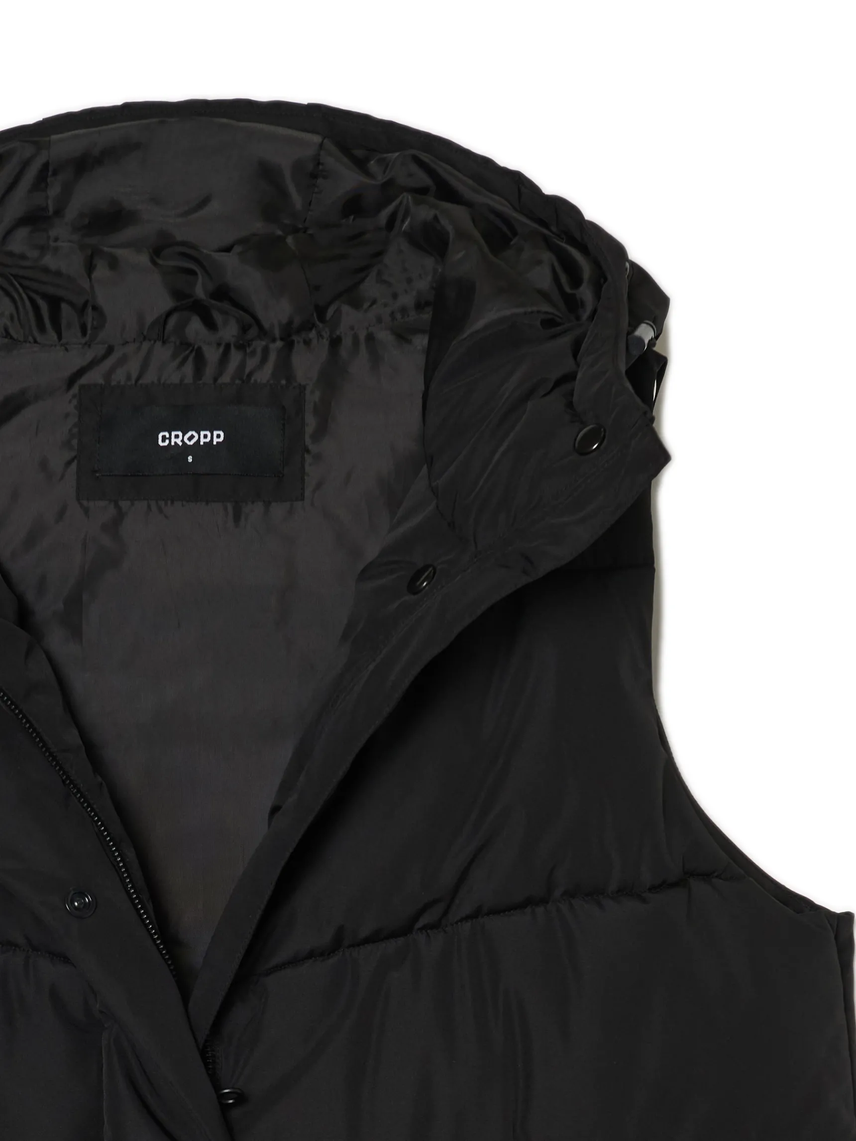 Discount Cropp Czarna kamizelka puffer z kapturem czarny