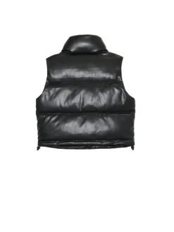 Outlet Cropp Czarna kamizelka z efektem skóry czarny