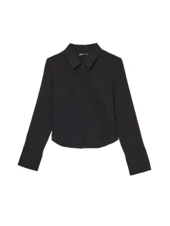 Outlet Cropp Czarna koszula z podwójnym suwakiem czarny