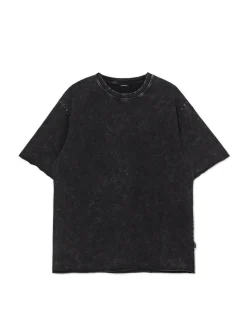 Best Cropp Czarna koszulka acid wash czarny