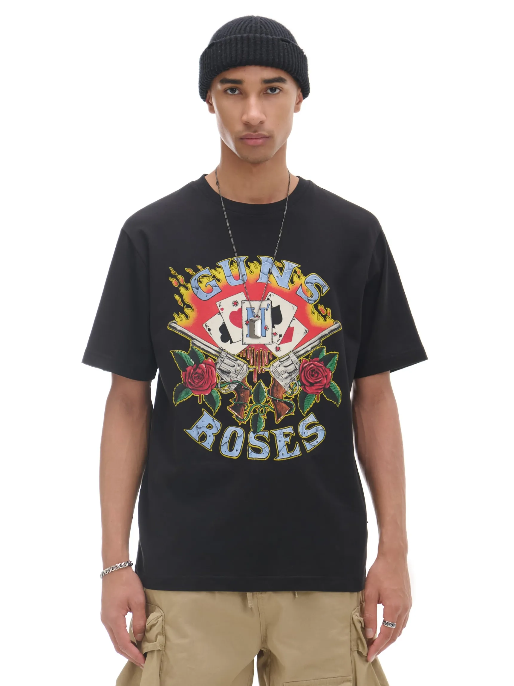 Clearance Cropp Czarna koszulka Guns N' Roses czarny