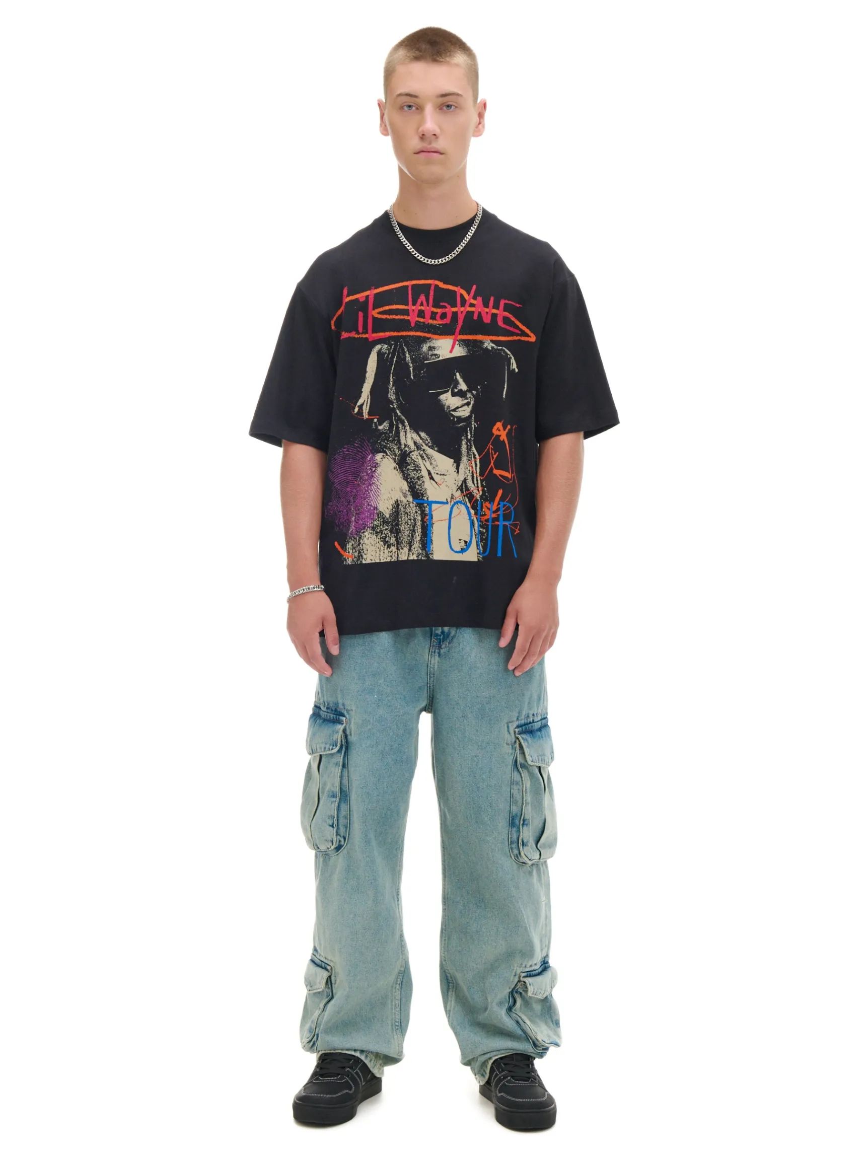 Discount Cropp Czarna koszulka Lil Wayne czarny