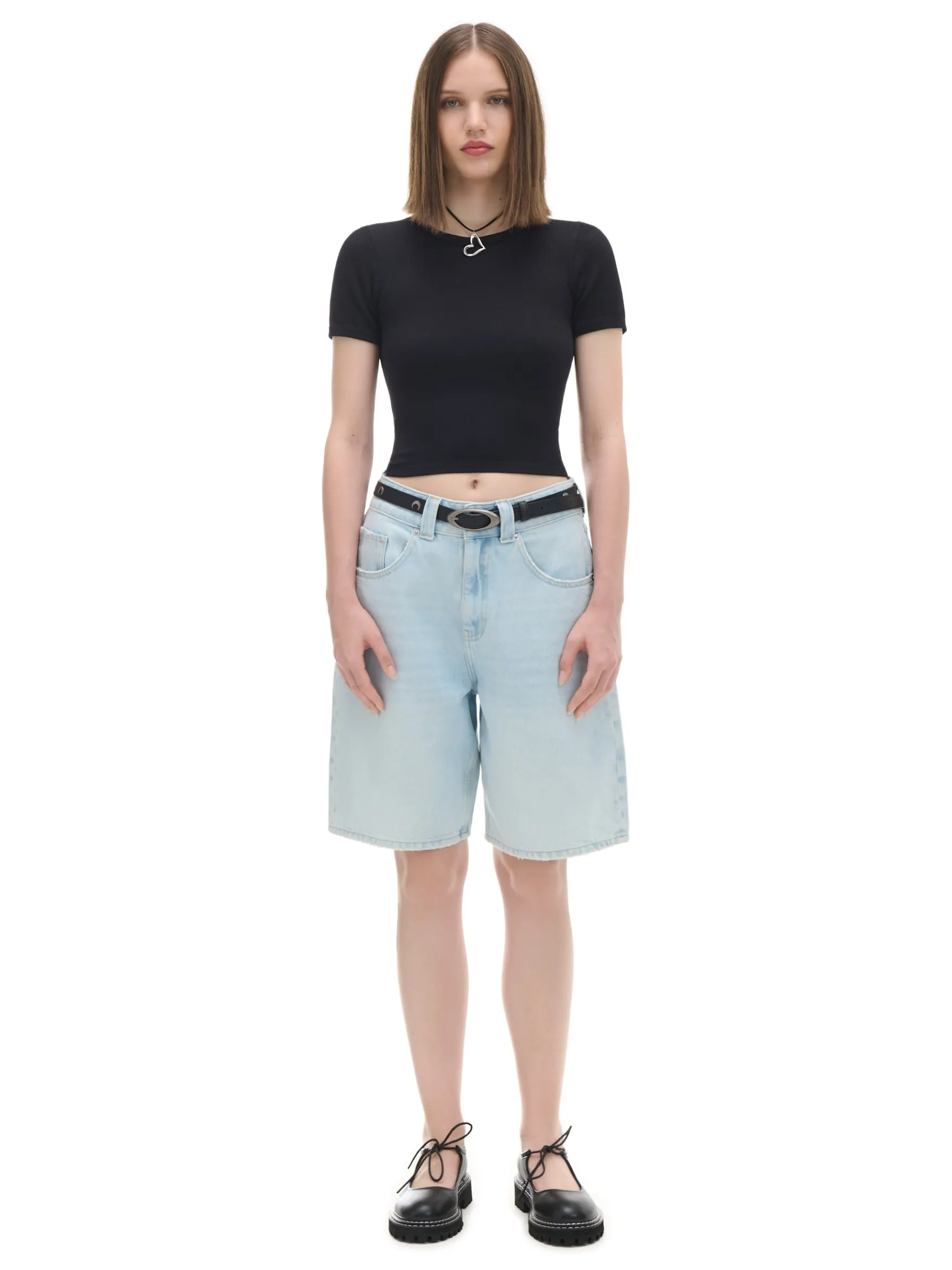 Fashion Cropp Czarna koszulka slim czarny