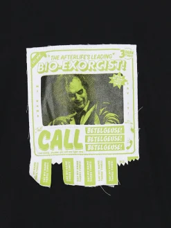 Best Cropp Czarna koszulka z aplikacją Beetlejuice UNISEX czarny