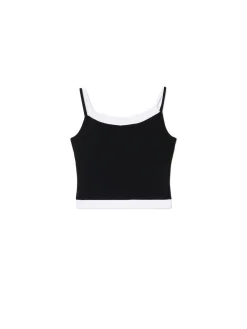 Discount Cropp Czarna koszulka z białymi wstawkami czarny