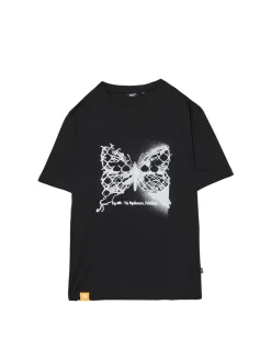 Clearance Cropp Czarna koszulka z motylem czarny