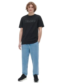 Best Cropp Czarna koszulka z nadrukiem czarny