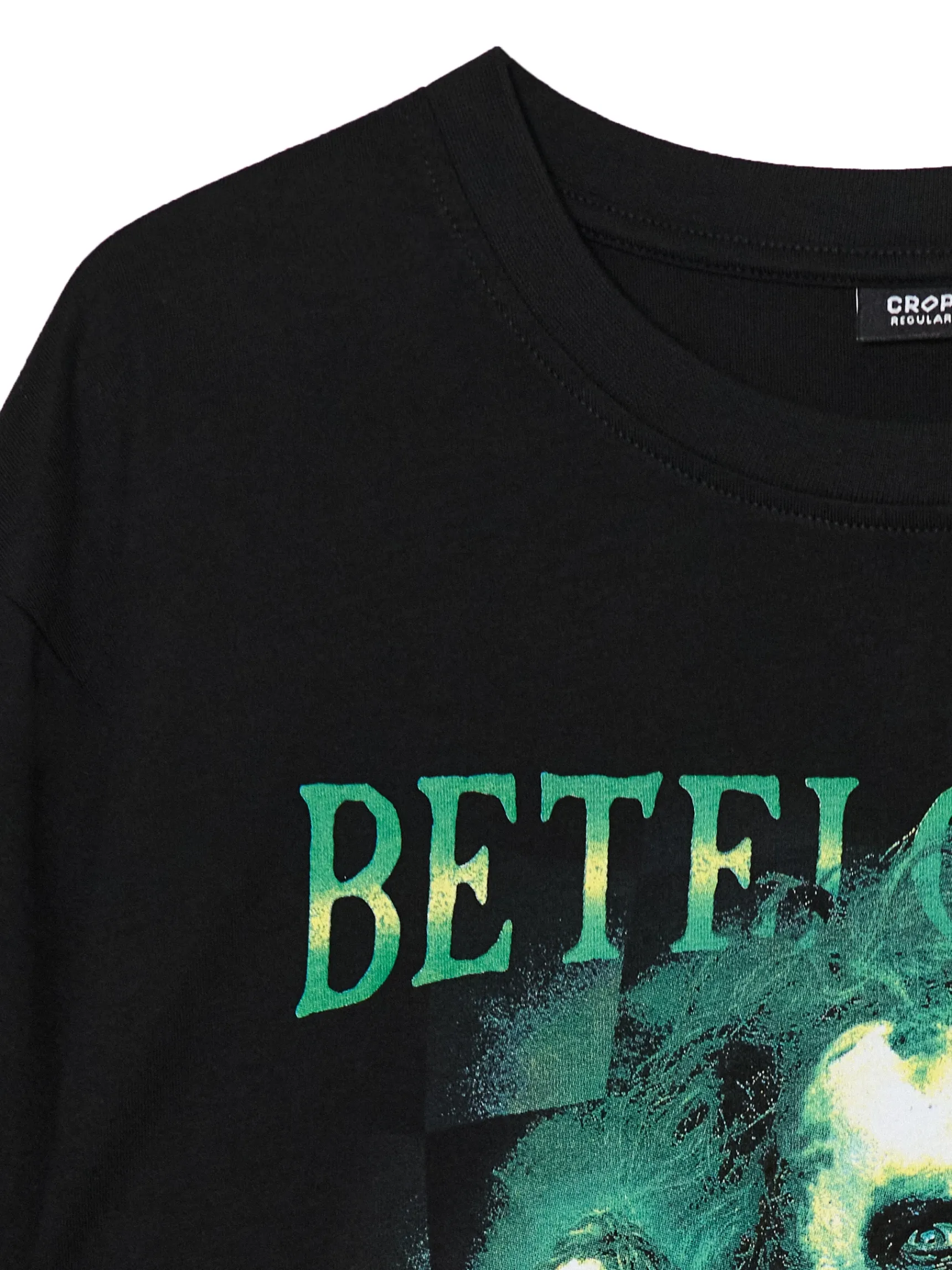 Hot Cropp Czarna koszulka z nadrukiem Beetlejuice UNISEX czarny