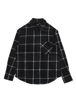 Discount Cropp Czarna kraciasta koszula z domieszką wełny czarny
