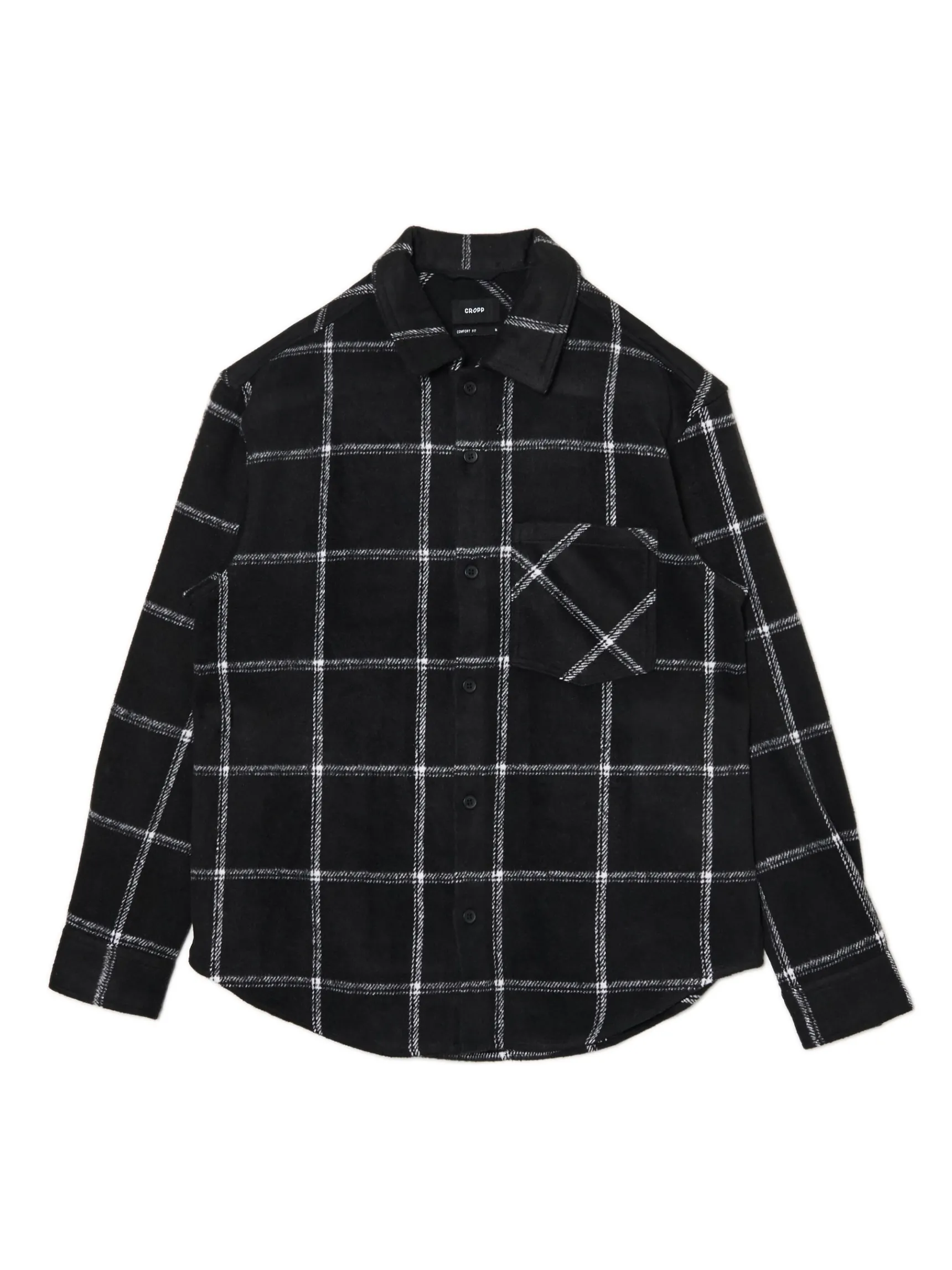Discount Cropp Czarna kraciasta koszula z domieszką wełny czarny