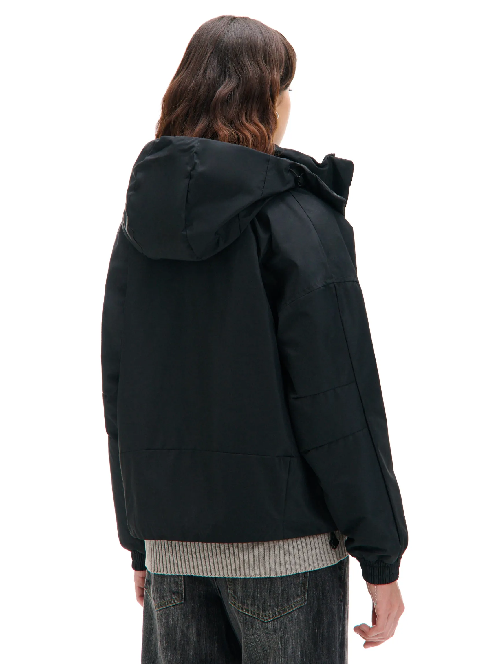 Sale Cropp Czarna kurtka anorak z kapturem czarny