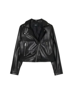Fashion Cropp Czarna kurtka biker czarny