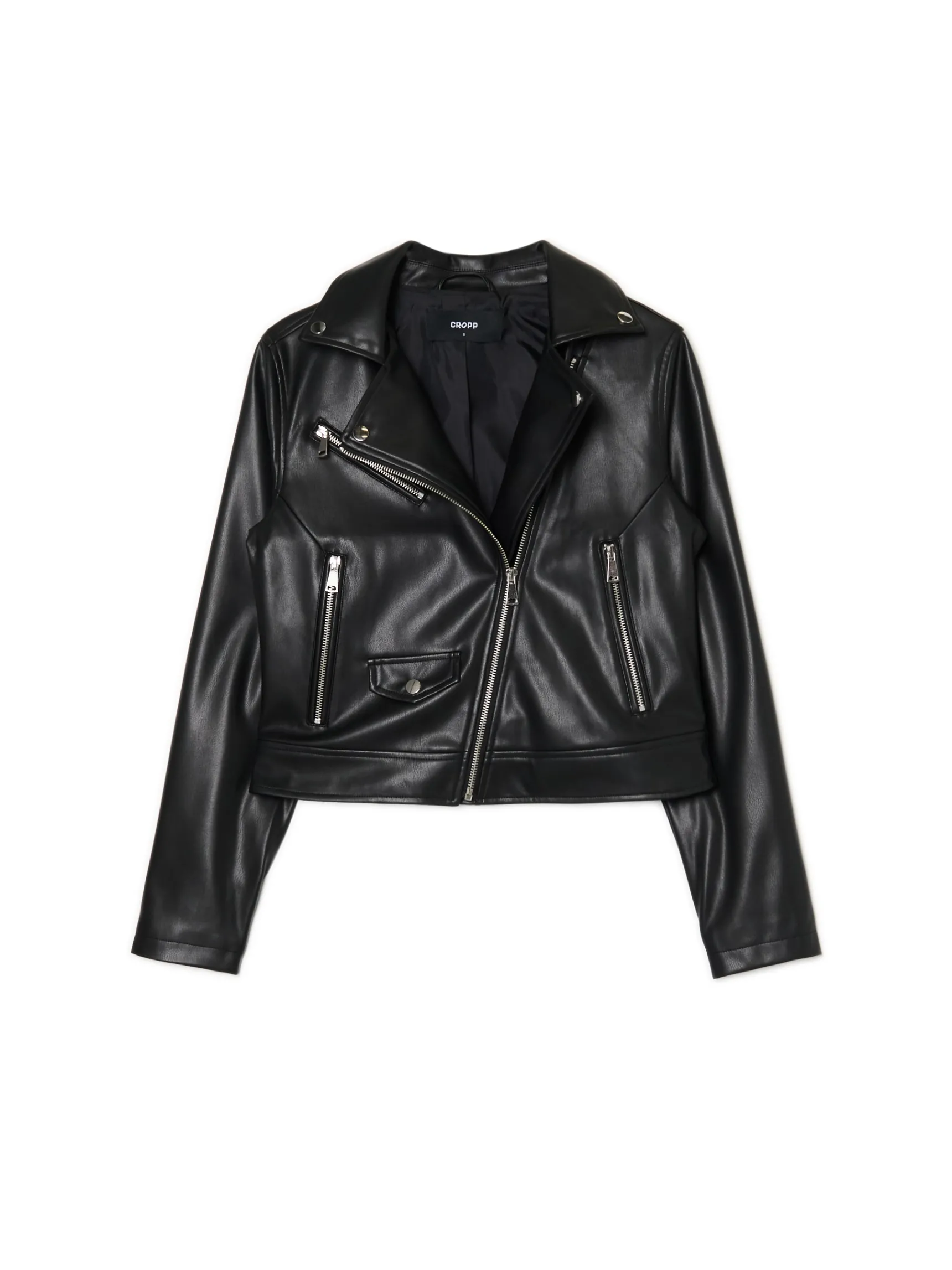 Fashion Cropp Czarna kurtka biker czarny