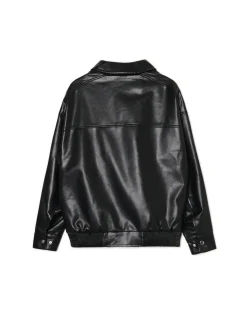 Online Cropp Czarna kurtka bomber ze sztucznej skóry czarny