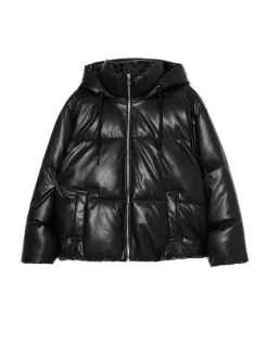 Hot Cropp Czarna kurtka puffer z kapturem czarny