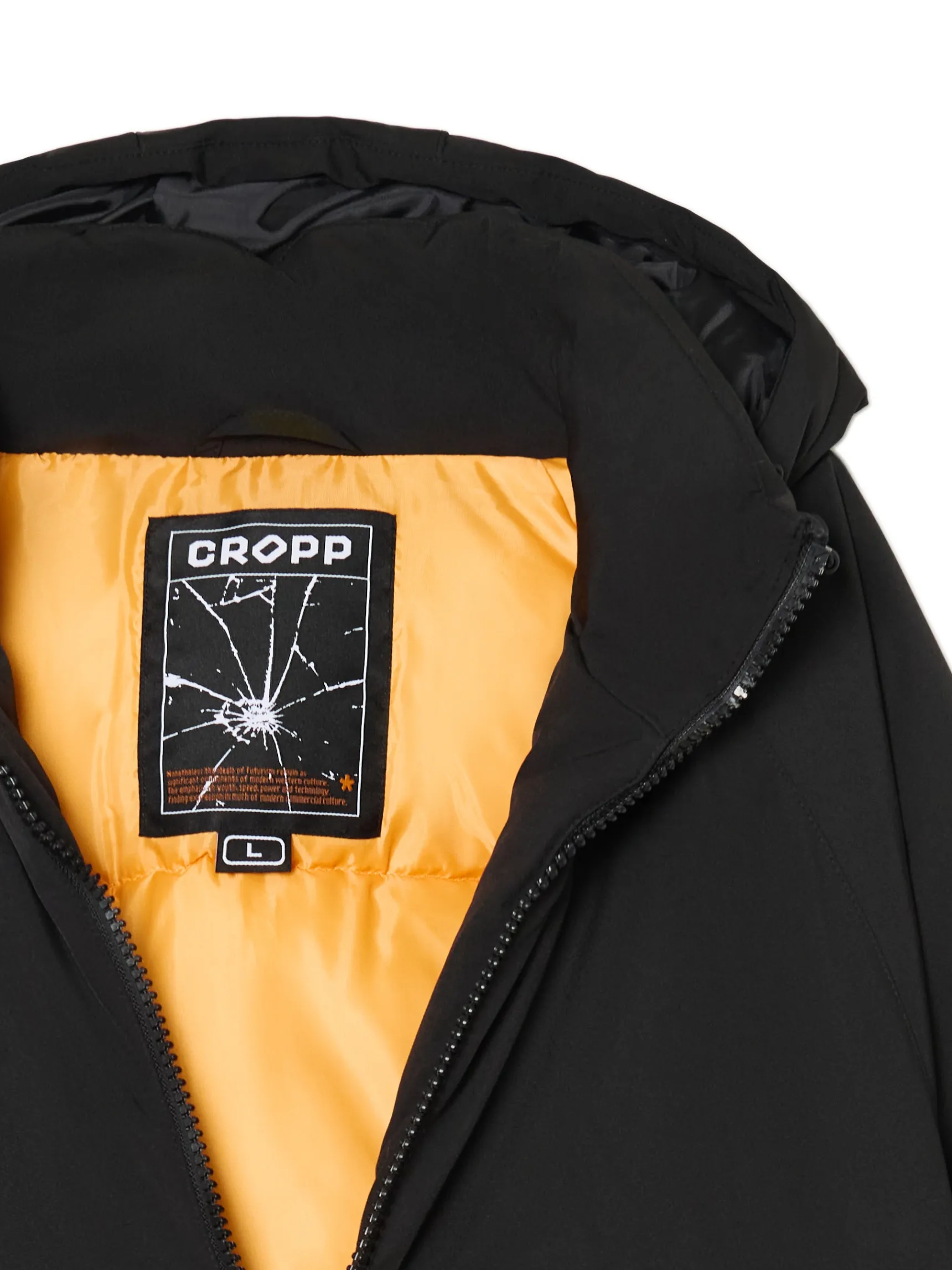 Hot Cropp Czarna kurtka puffer z kapturem czarny