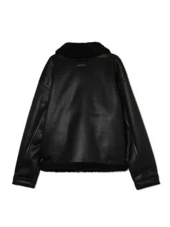 Hot Cropp Czarna kurtka sherpa z imitacji skóry czarny