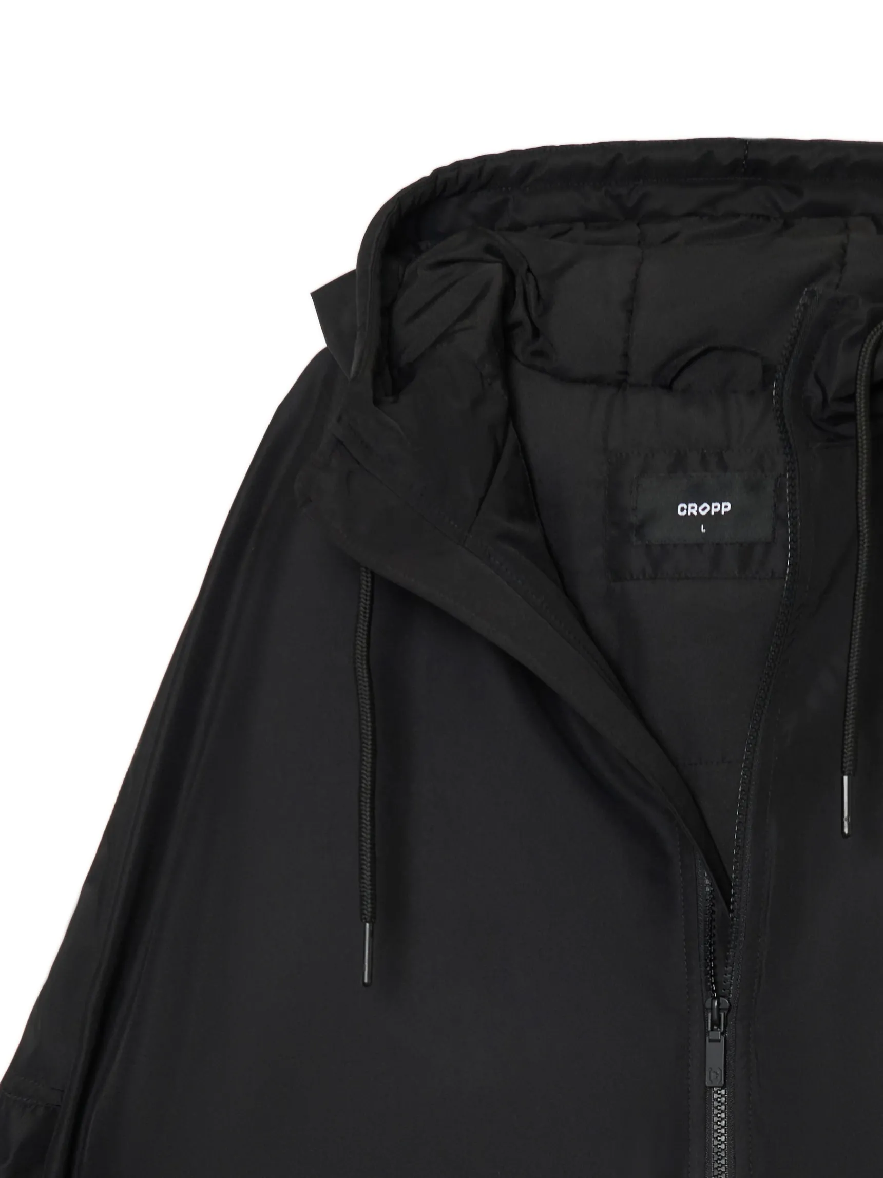 Clearance Cropp Czarna kurtka z kapturem i nadrukiem czarny