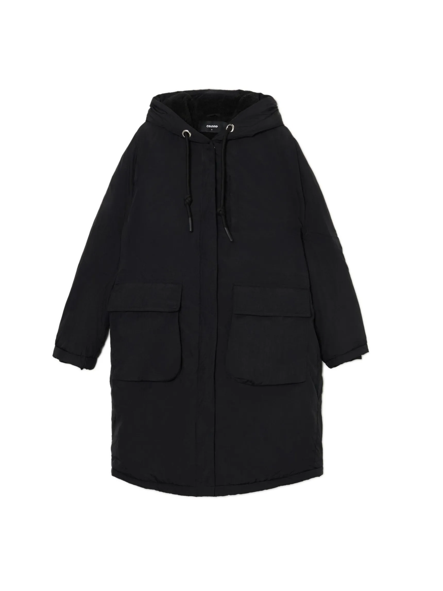 Sale Cropp Czarna parka z kapturem czarny