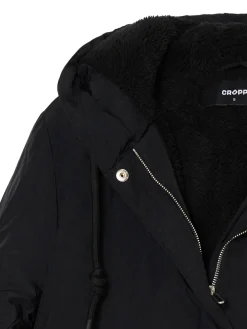 Sale Cropp Czarna parka z kapturem czarny