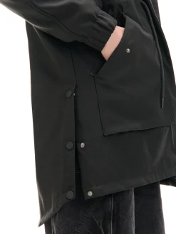 Best Cropp Czarna parka z kapturem czarny
