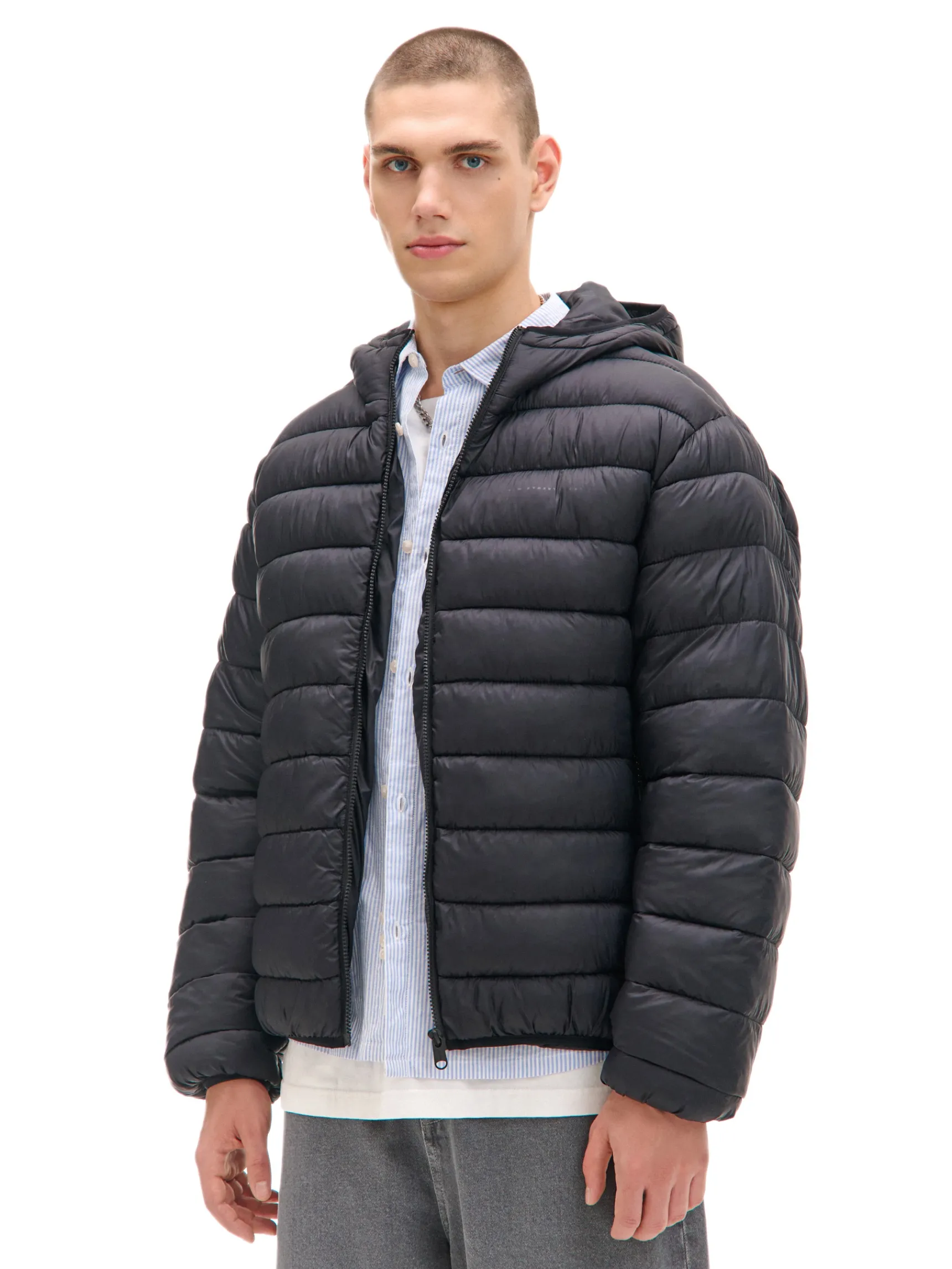 Hot Cropp Czarna pikowana kurtka basic czarny