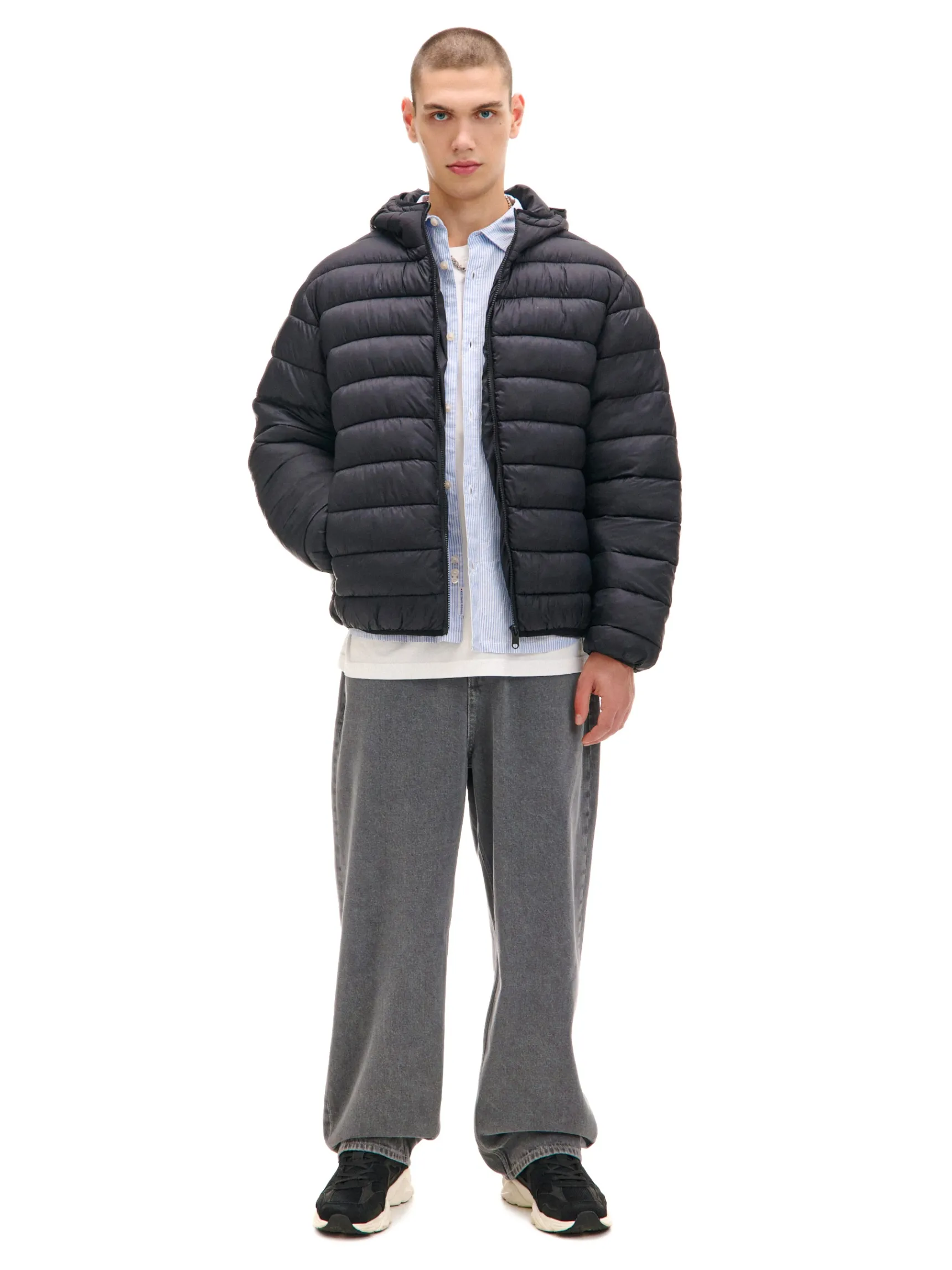 Hot Cropp Czarna pikowana kurtka basic czarny