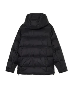 Fashion Cropp Czarna pikowana kurtka z kapturem czarny
