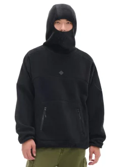 Online Cropp Czarna polarowa bluza z kapturem czarny