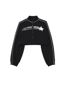 Online Cropp Czarna rozpinana bluza crop czarny