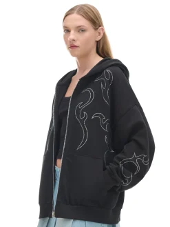 Hot Cropp Czarna rozpinana bluza z aplikacjami czarny