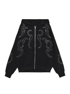 Hot Cropp Czarna rozpinana bluza z aplikacjami czarny