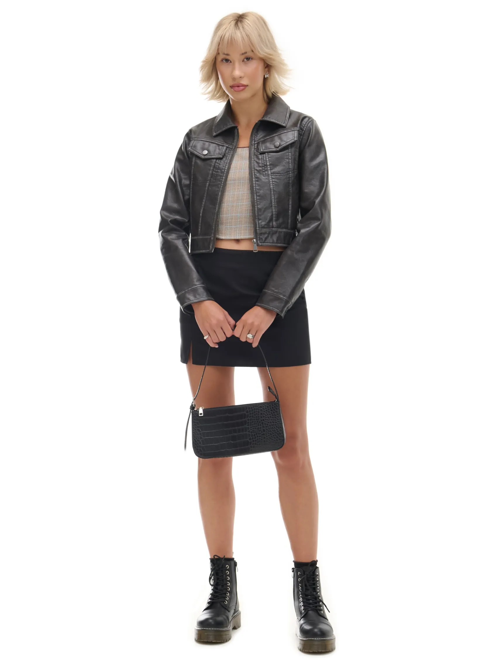 Discount Cropp Czarna spódnica mini z wiskozą czarny