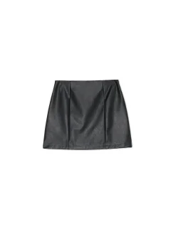 Online Cropp Czarna spódniczka mini z imitacji skóry czarny