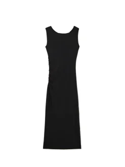 Hot Cropp Czarna sukienka maxi z marszczeniem czarny