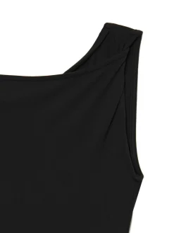 Hot Cropp Czarna sukienka maxi z marszczeniem czarny