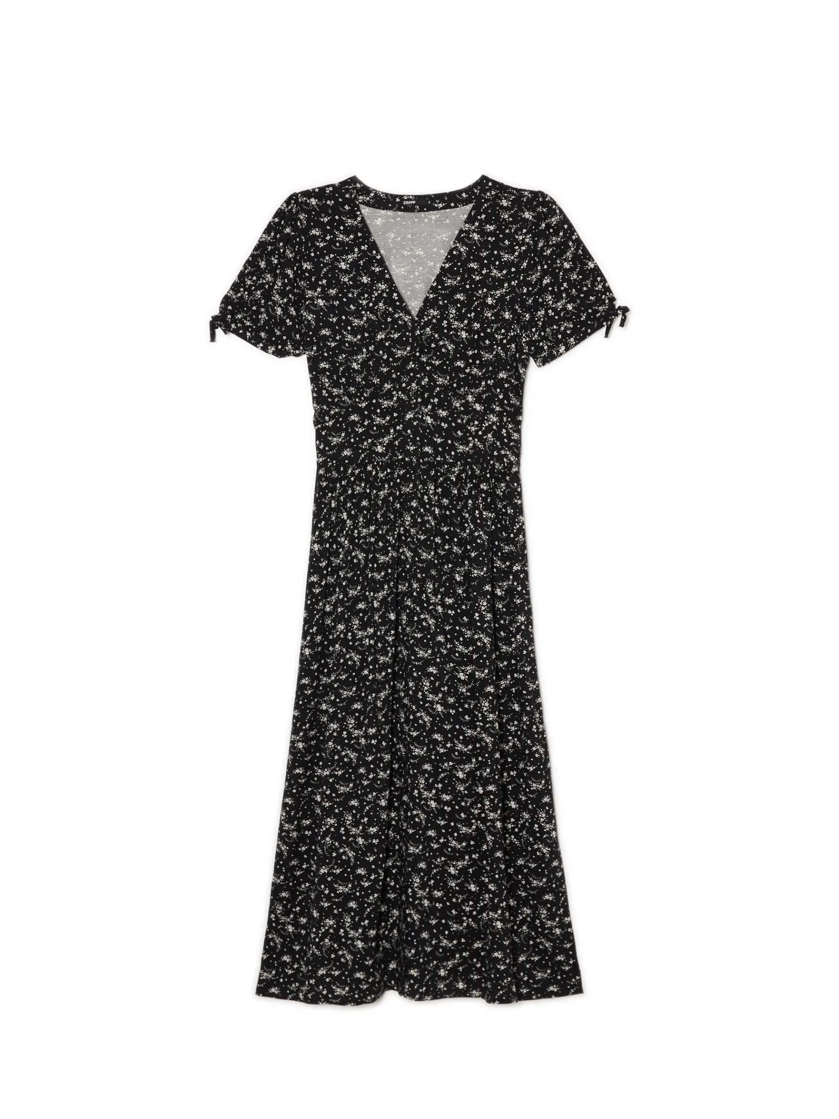 Online Cropp Czarna sukienka midi w kwiaty czarny