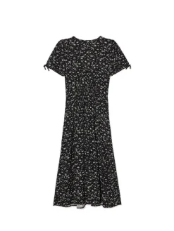 Online Cropp Czarna sukienka midi w kwiaty czarny