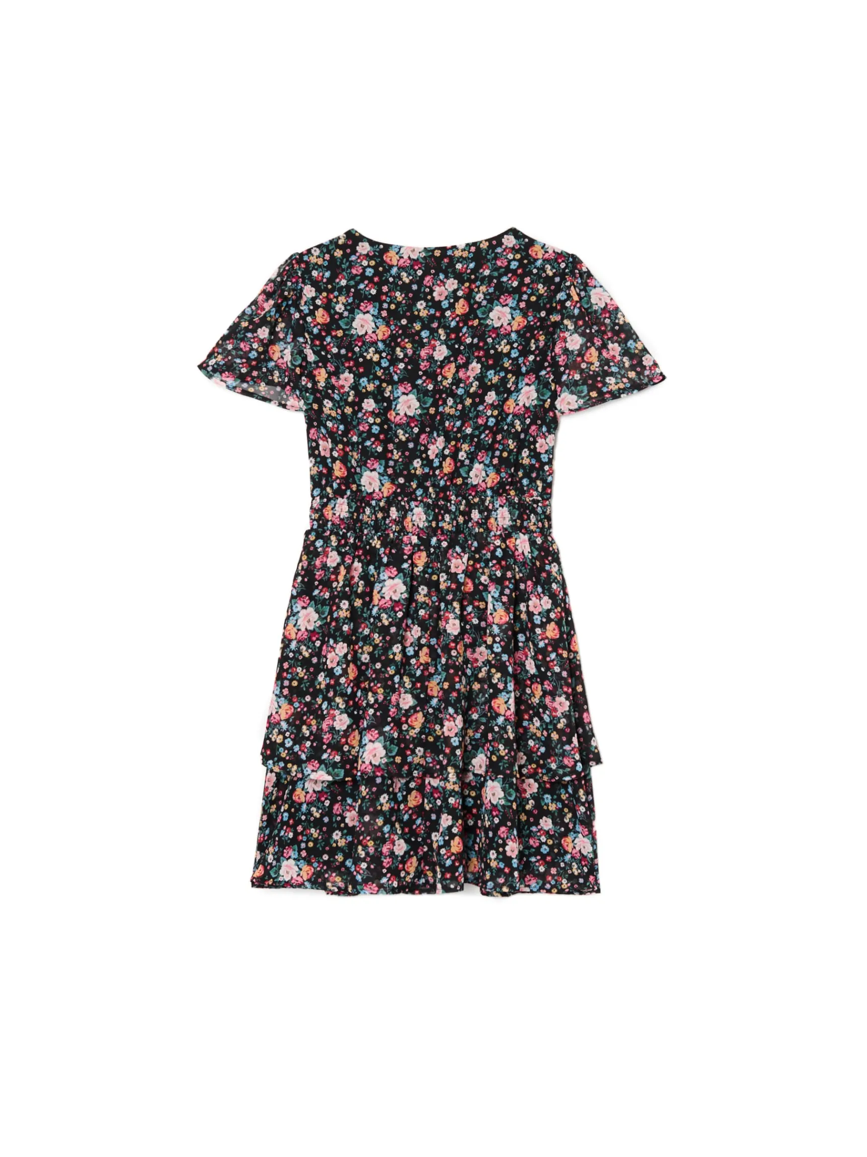 Hot Cropp Czarna sukienka mini w kwiaty czarny