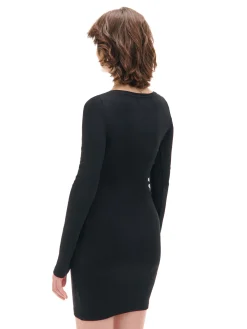New Cropp Czarna sukienka mini z długimi rękawami czarny