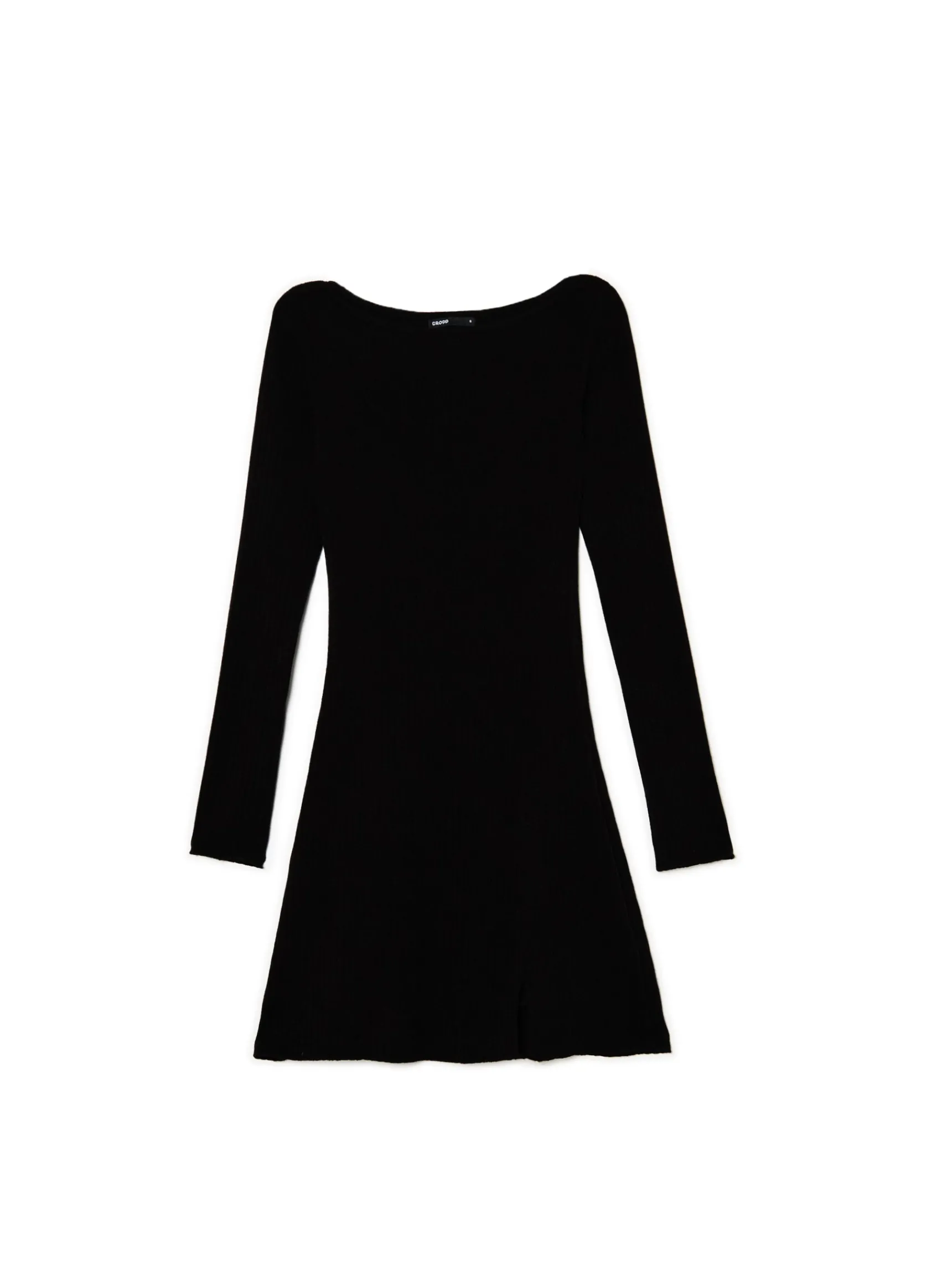 Discount Cropp Czarna sukienka mini z długimi rękawami czarny