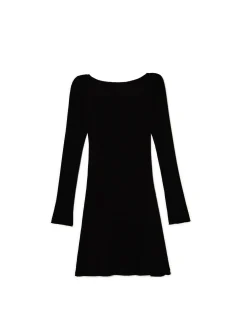 Discount Cropp Czarna sukienka mini z długimi rękawami czarny