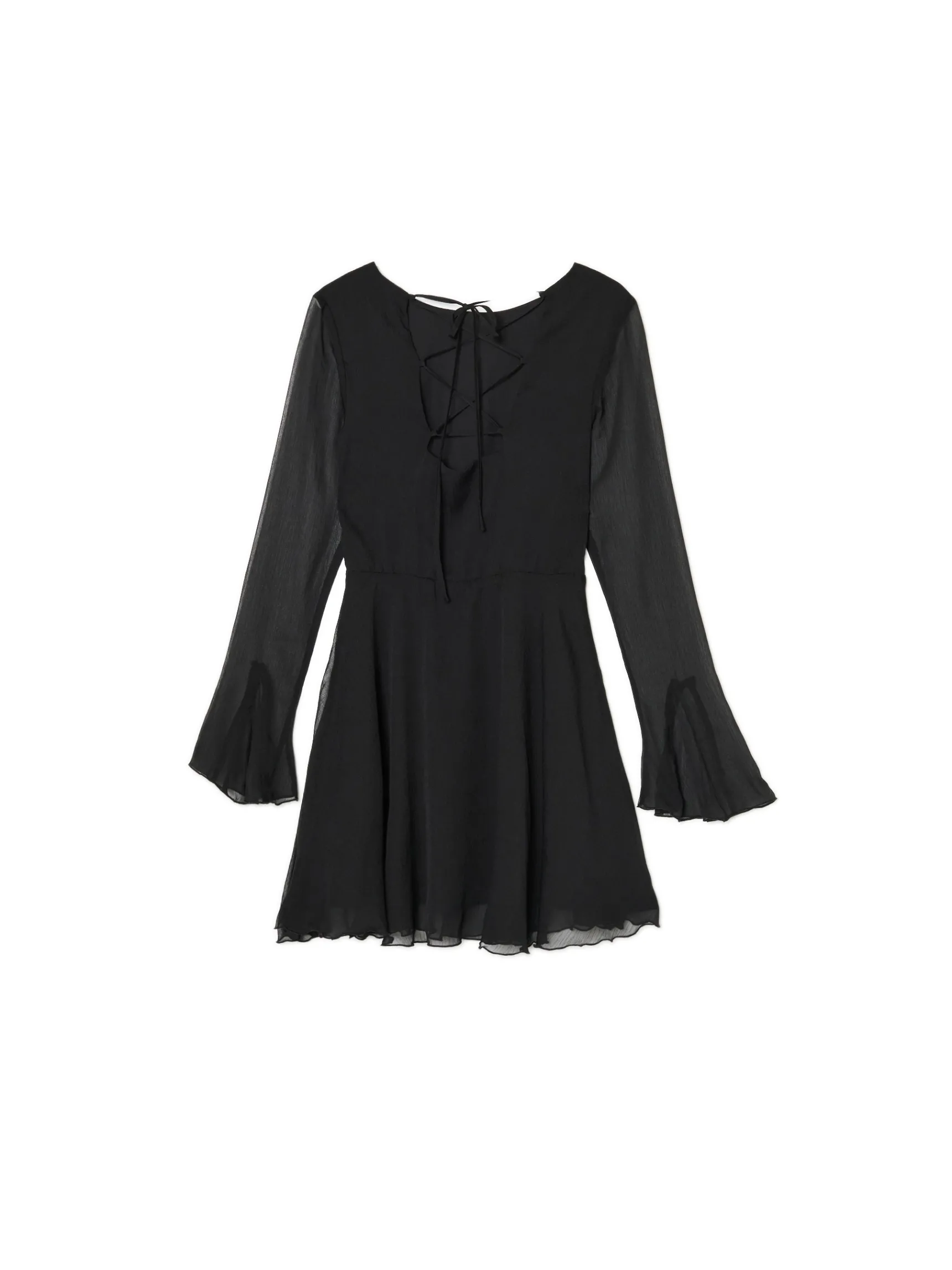 New Cropp Czarna sukienka mini z falbanami czarny