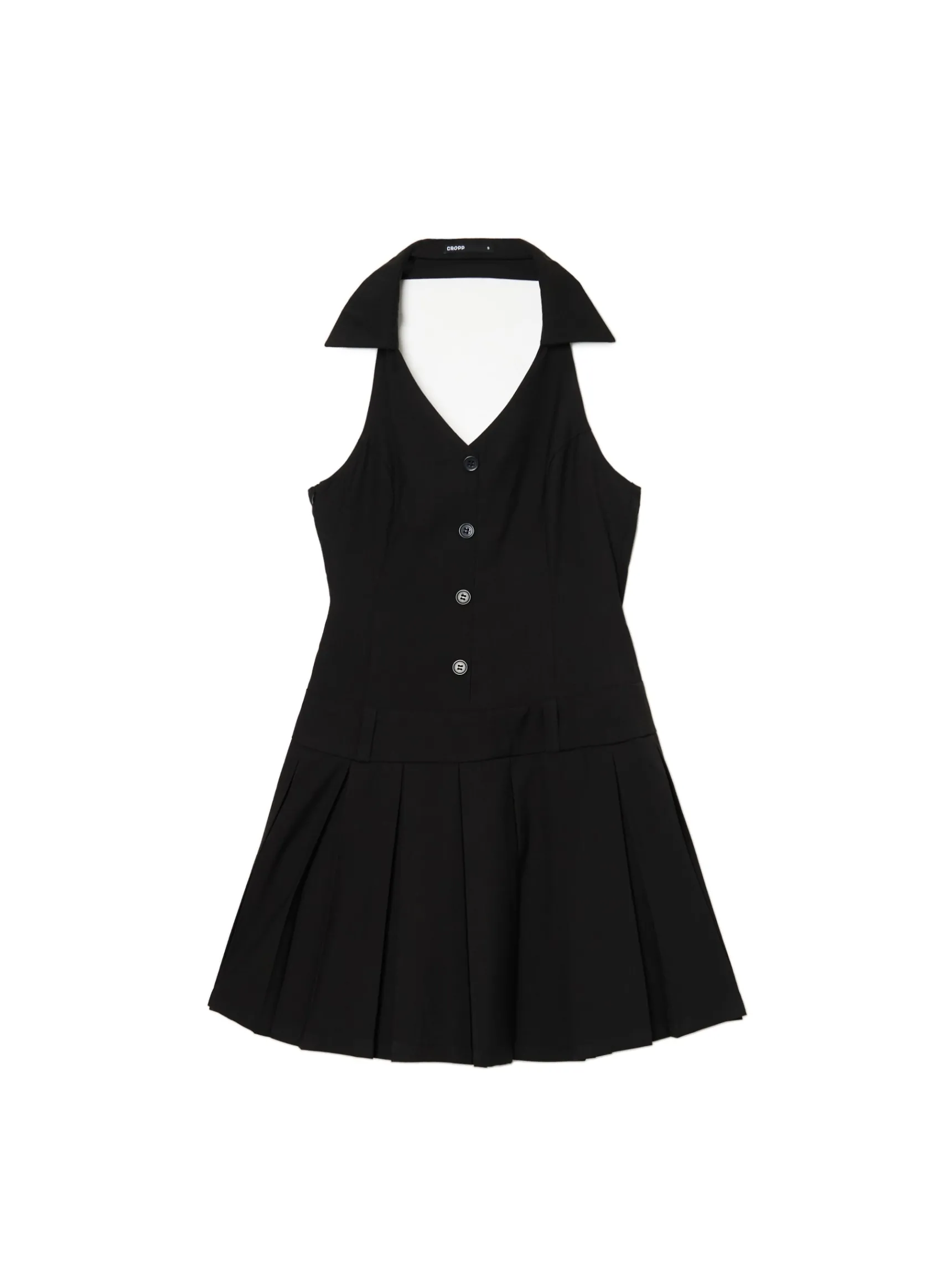 Best Cropp Czarna sukienka mini z kołnierzykiem czarny