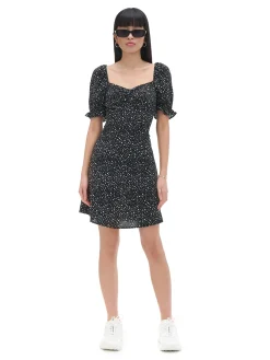 Fashion Cropp Czarna sukienka mini z motywem kwiatowym czarny