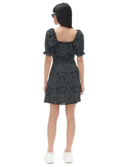Fashion Cropp Czarna sukienka mini z motywem kwiatowym czarny