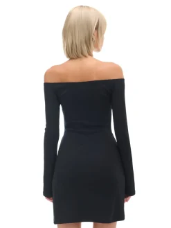 Hot Cropp Czarna sukienka mini z rękawami flare czarny