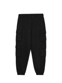 New Cropp Czarne dresowe joggery z kieszeniami cargo czarny